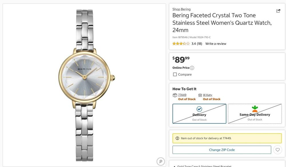 Bering Classic 11024-710-C Silver Dial Two Tone Stainless Steel Women’s Watch